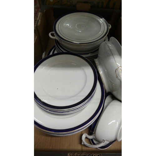 1544 - Blue White & Gilt Dinner Set.