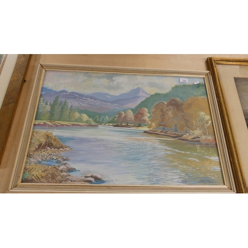 1559 - Framed Watercolour - The River Dee at Ballater, approx 74 x 49cm.