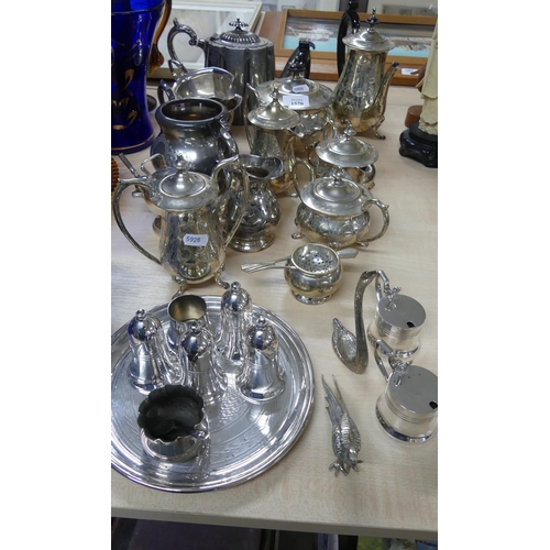 1570 - Collection of Silverplated Teapots, Condiments, Tray etc.