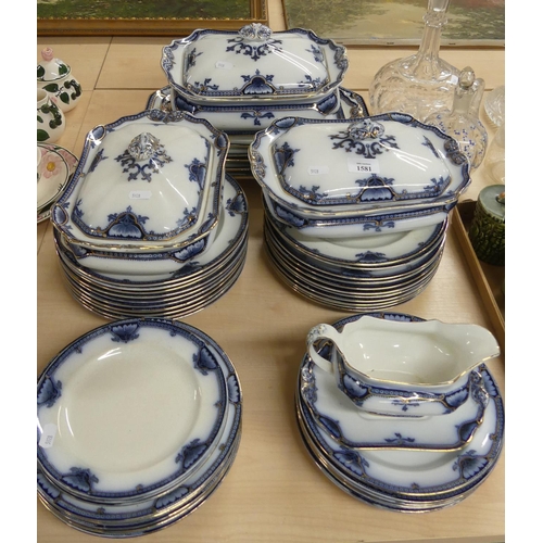 1581 - Vintage Blue & White Transfer Printed Dinner Set.