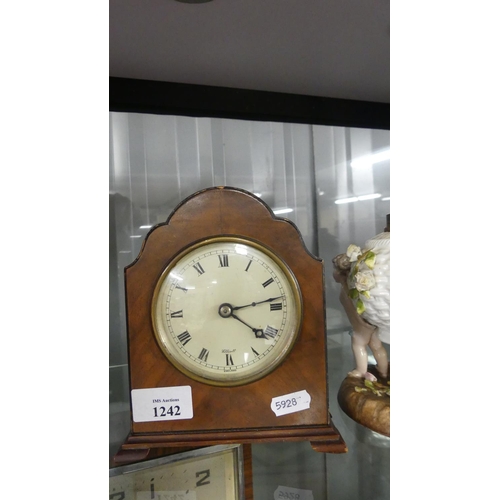 1242 - Small Elliot of London Figured Walnut Mantel Clock.