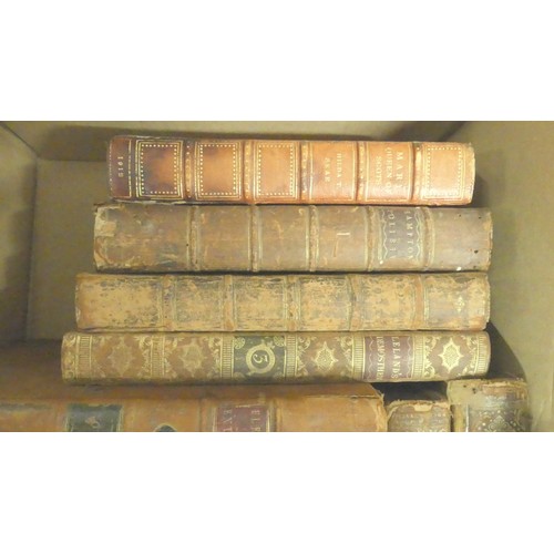 185 - 4 Boxes - Leather Bound Books & Antique Reference Books