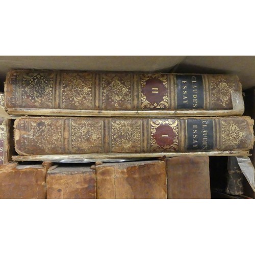 185 - 4 Boxes - Leather Bound Books & Antique Reference Books