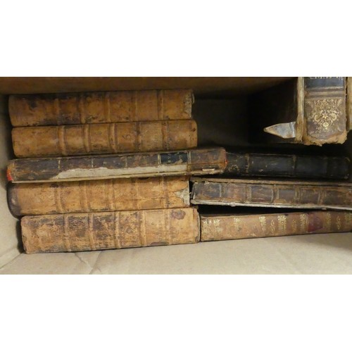 185 - 4 Boxes - Leather Bound Books & Antique Reference Books