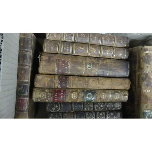 185 - 4 Boxes - Leather Bound Books & Antique Reference Books