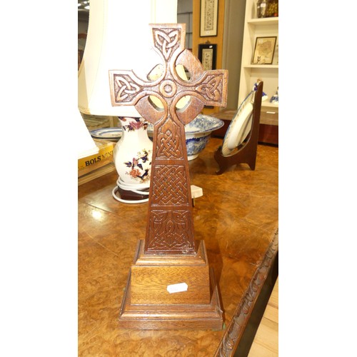 1348 - Wooden Celtic Cross, Carved Wood Box & Indian Book Slide.