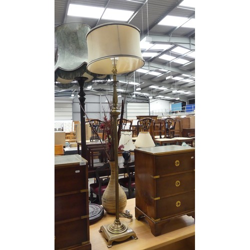 3043 - Modern Brass Standard Lamp & Shade