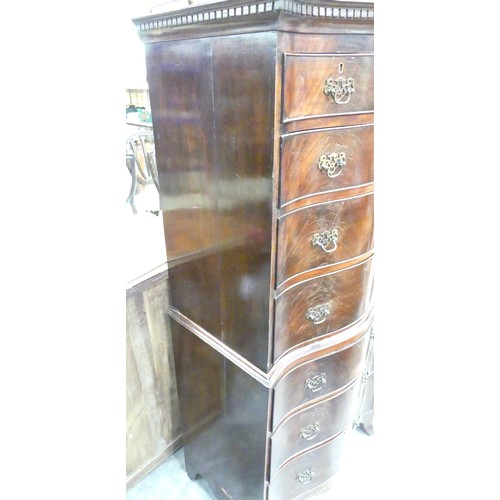 3480 - Victorian Mahogany Serpentine Front Chest on Chest