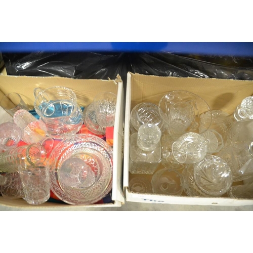 266 - 2 x Boxes of Cut Glass Decanters, Vase, Fruit Bowl etc