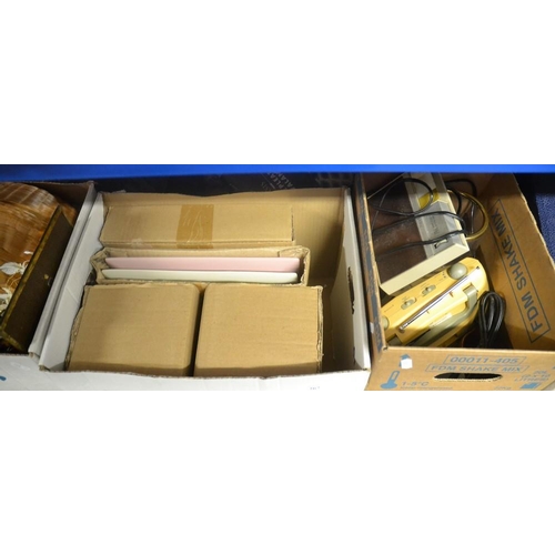 267 - 4 x Boxes with Canteen of Cutlery, Radio etc