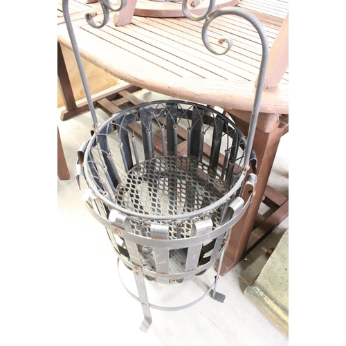 51 - Metal Fire Pit & Hanging Flower basket