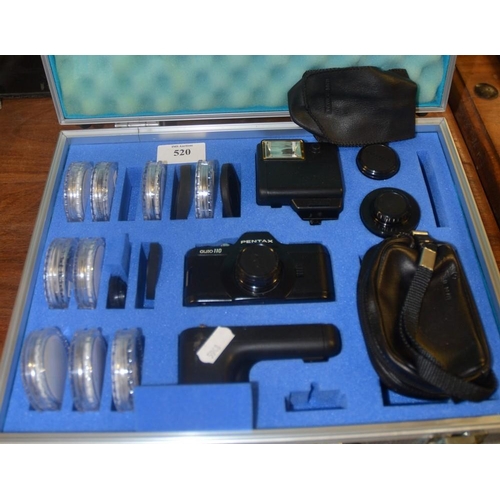 Cased Pentax Auto 110 Camera & Accessories
