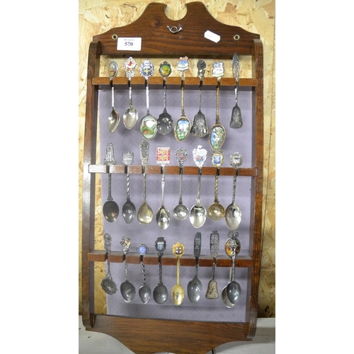 570 - Assorted Collectors Teaspoons In Display Cabinet