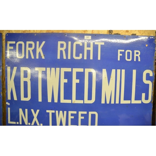 577 - Antique KB Tweed Mills Enamel Sign