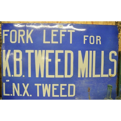 578 - Antique KB Tweed Mills Enamel Sign