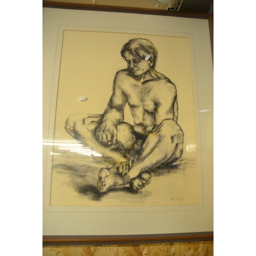 587 - Charcoal Drawing Of Nude Male by Claire B Blyth