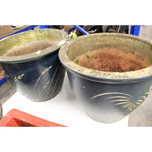 91 - 2 x Glazed Pottery Plant Pots