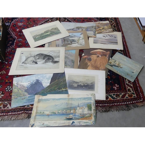 2040 - Collection of Loose Watercolours & Prints, Various Subjects.