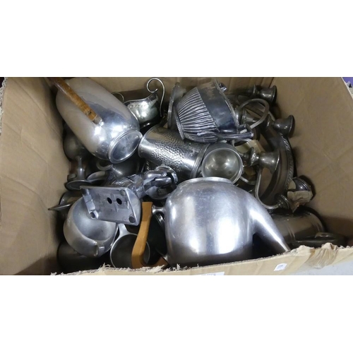 2043 - Box - Assorted Silverplate, Pewter etc.