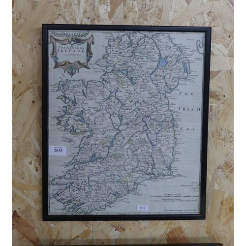 2053 - Antique Framed Map of Ireland by Robert Morden, approx 33 x 41cm.