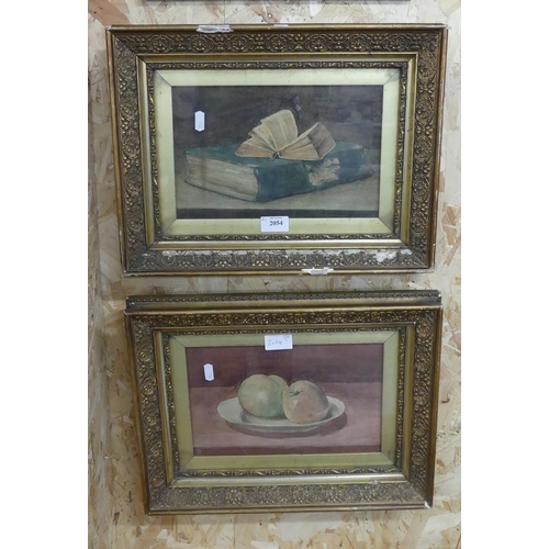 2054 - Pair of Still Life Watercolours, Unsigned, Approx 28 x 18cm.