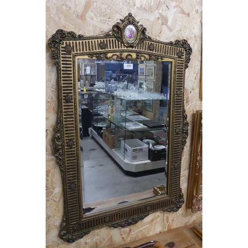 2055 - Gilt Framed Continental Style Wall Mirror, approx 63 x 94cm.