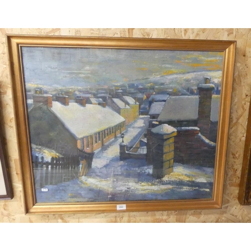 2066 - Framed Oil Painting - Winter Street Scene, approx 75 x 63cm.