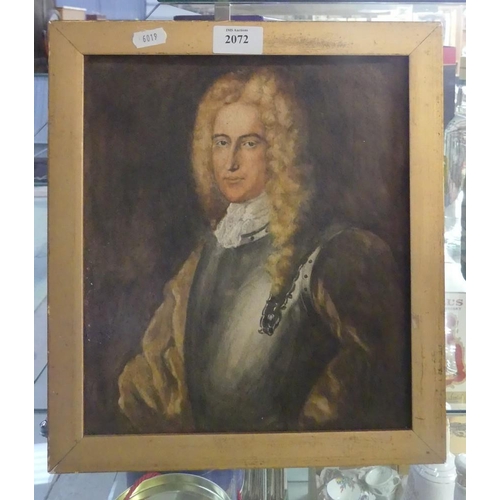 2072 - Framed Watercolour - Study of a Nobleman, approx 25 x 29cm.