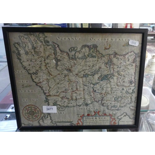 2077 - 17th Century Antique Framed Map of Ireland - One of the earliest obtainable maps of Ireland dating f... 