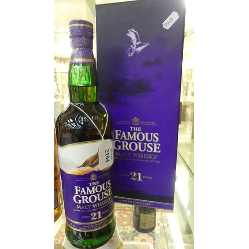 2104 - Bottle of The Famous Grouse 21 Year Old Malt Whisky.