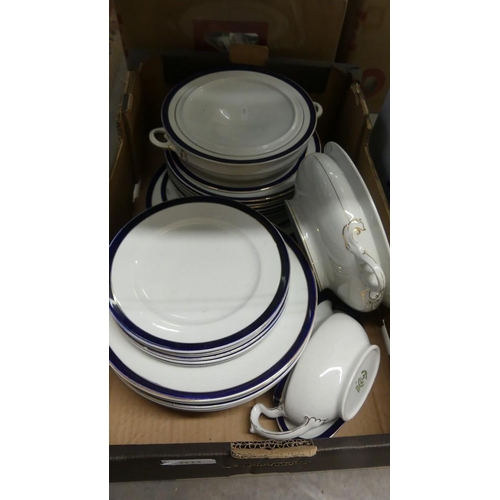 2112 - Blue White & Gilt Dinner Set.