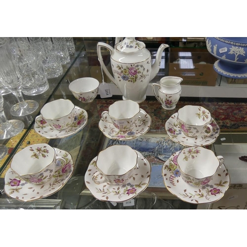 2114 - Taylor & Kent Bone China Floral & Gilt Coffee Set.