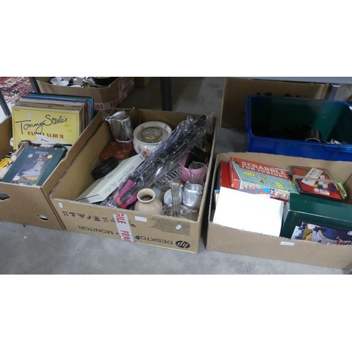 2132 - Four Boxes - Games, Tea & Dinnerware etc.