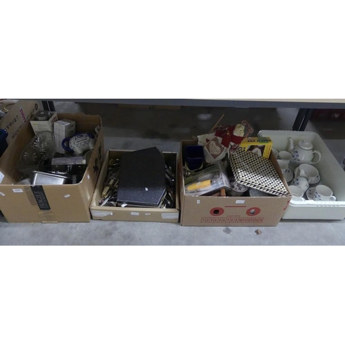 2133 - Four Boxes - Assorted Cutlery, Tea Sets, Glassware etc.