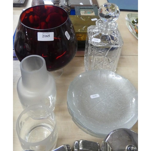 2165 - Assorted Cut Glass Decanters, Carafe, Plates etc.