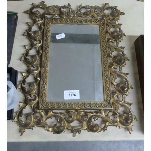 2176 - Decorative Early 2oth Century Gilt Brass Framed Mirror, approx 30 x 37cm.