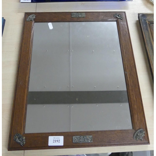 2192 - Japanese Wooden Frame with Decorative Metal Mounts, approx 37 x 43.