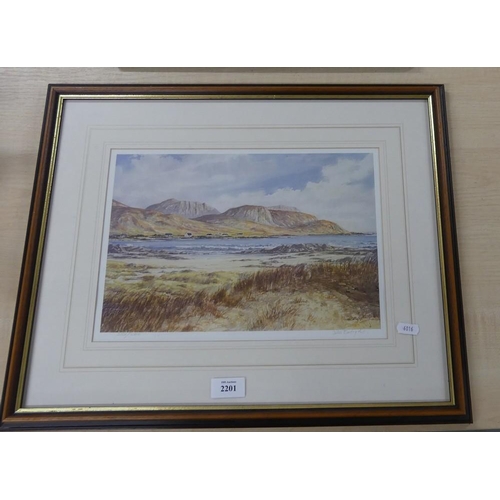 2201 - Framed Ltd Edition Signed Print, Mountainous Landscape by John Bathgate, approx 32 x 23cm.