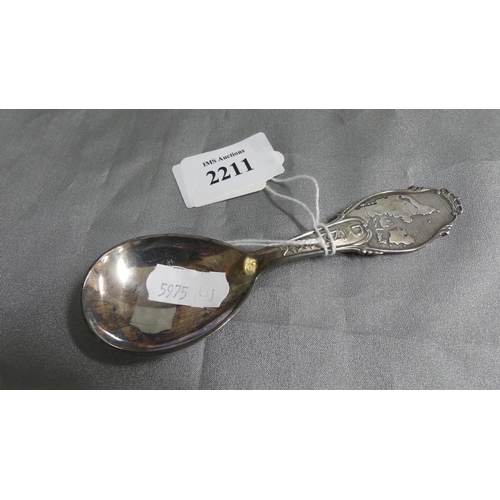 2211 - Danish Silver Plated Souvenir Caddy Spoon.