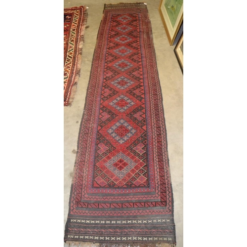 2536 - Eastern Red Ground Wool Runner approx 286 x 60cm.