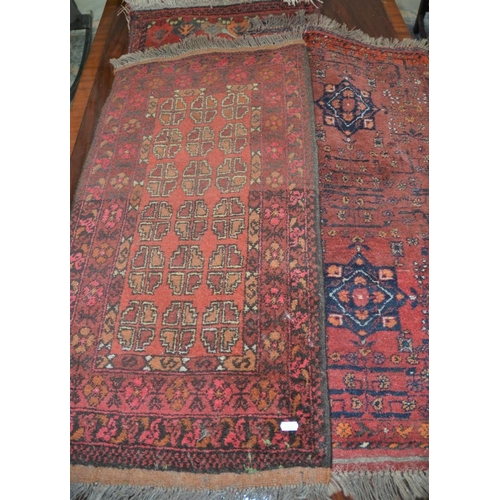 2538 - Three Eastern Wool Prayer Rugs & Piece of a Larger Rug.