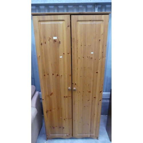 3008 - Pine Double Door Wardrobe.