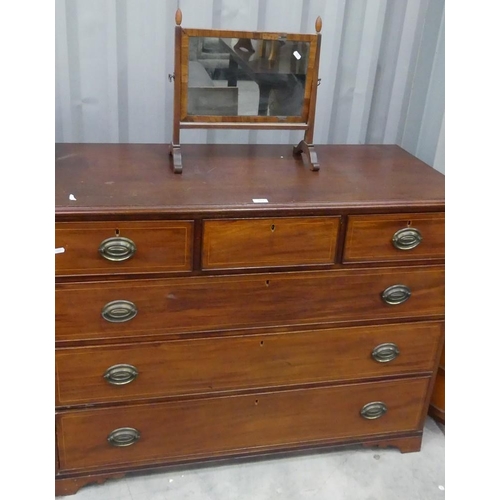 3011 - Victorian Mahogany 3 over 3 Drawer Chest & Dressing Mirror