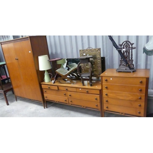 3021 - Teak Wardrobe, Dressing Table & Chest.