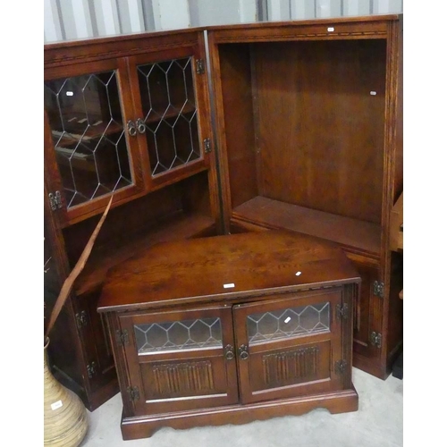 3025 - Oak Bookcase, Oak Glass Front Bookcase & TV Cabinet.