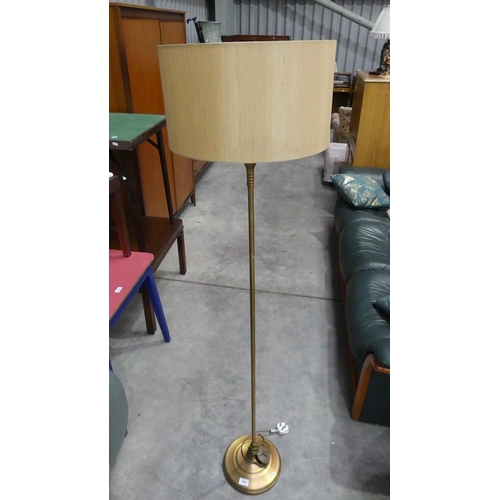 3036 - Brass Standard Lamp & Shade