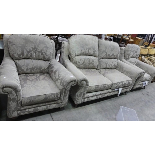 3066 - Grey Fabric Upholstered 2 Seater & 2 Chairs.