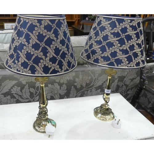 3091 - Pair of Brass Table Lamps and Shades