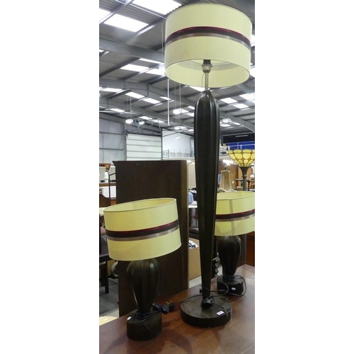 3108 - Set Of Matching Standard Lamp & Pair Of Table Lamps.