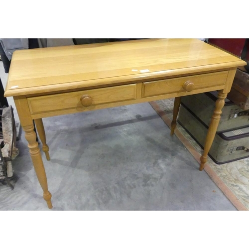 3120 - Light Oak Side Table With 2 Drawers.